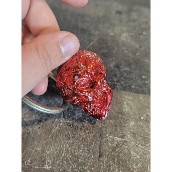 Red Skull Face Halloween AS IS keychain figure accessory - Picture 7 of 7